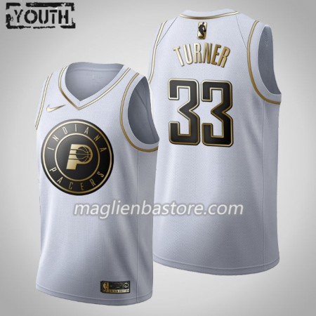 Maglia NBA Indiana Pacers Myles Turner 33 Nike 2019-20 Bianco Golden Edition Swingman - Bambino